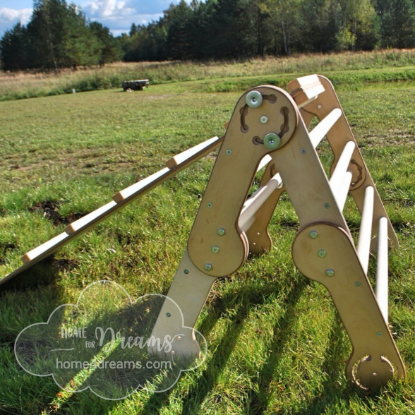 Transformable wooden climbing toy with a ladder board