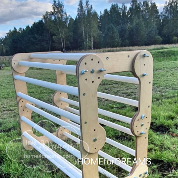 A rectangle-shaped wooden climber