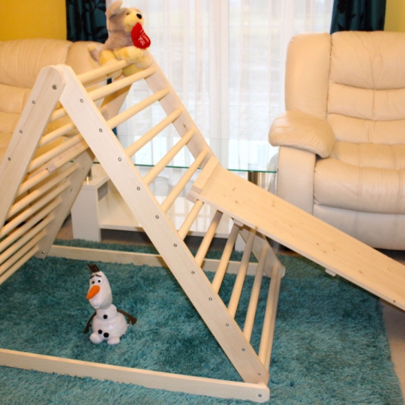 Climbing ladder for toddlers with an additional slide board